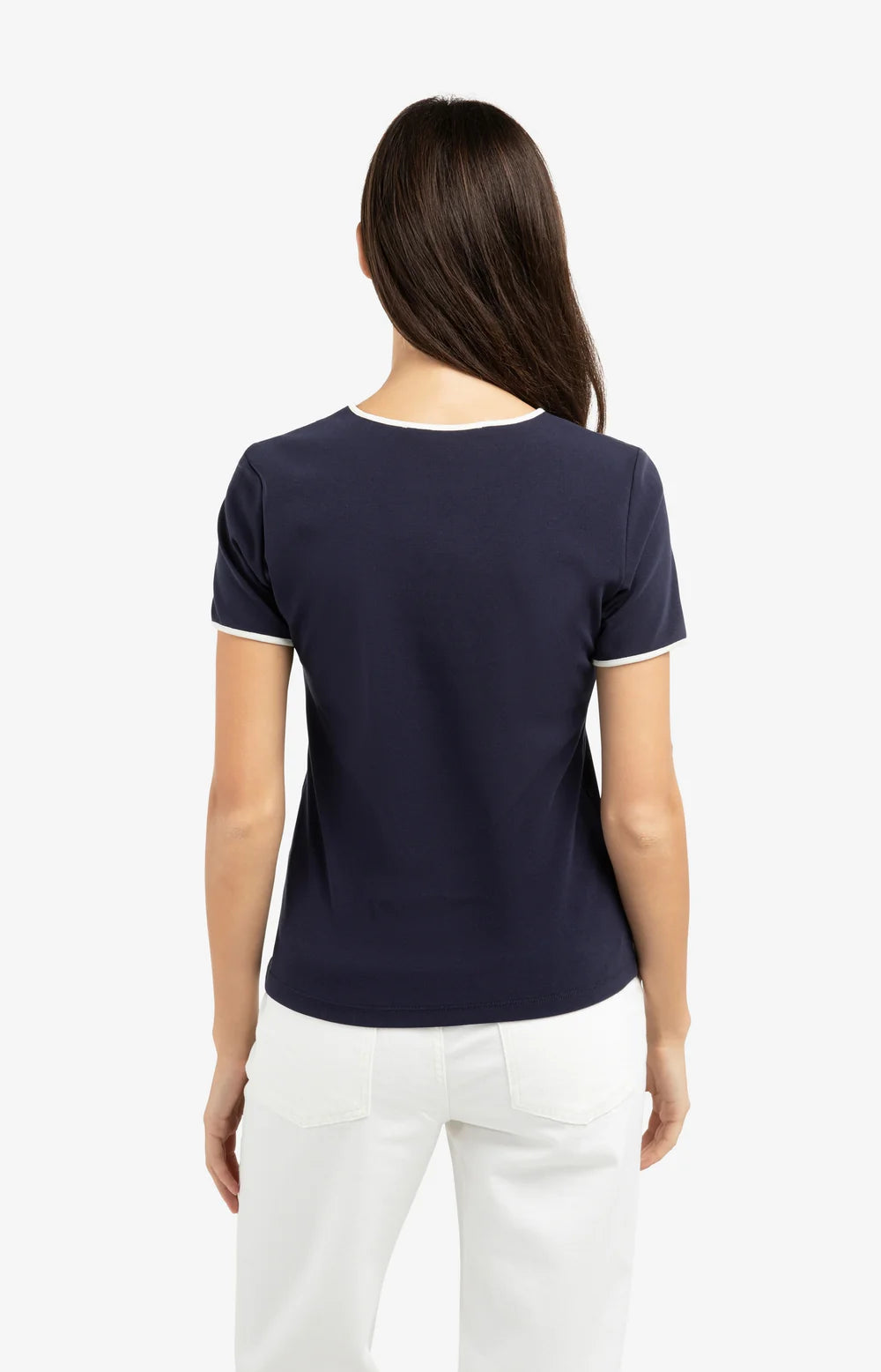 YAYA | T-shirt Contrasterende Bies Navy