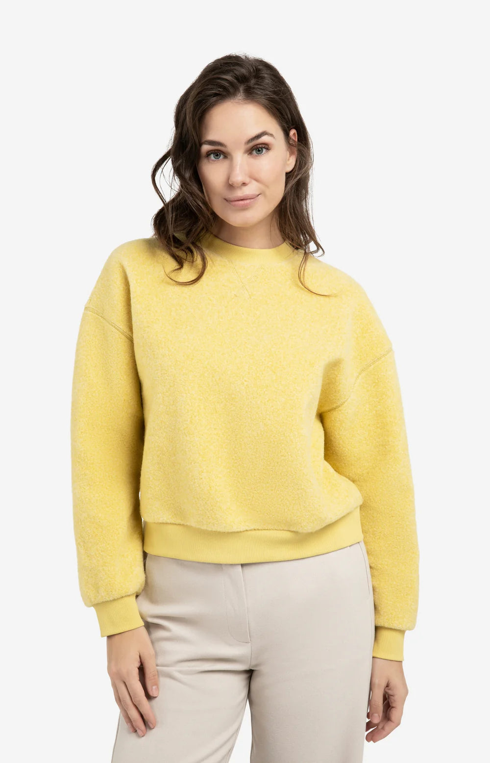 YAYA | Teddy Sweater Met Geribde Boorden En Ronde Hals