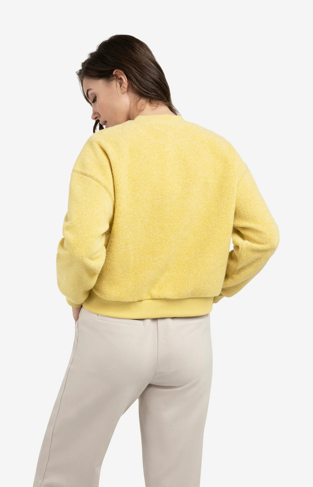 YAYA | Teddy Sweater Met Geribde Boorden En Ronde Hals