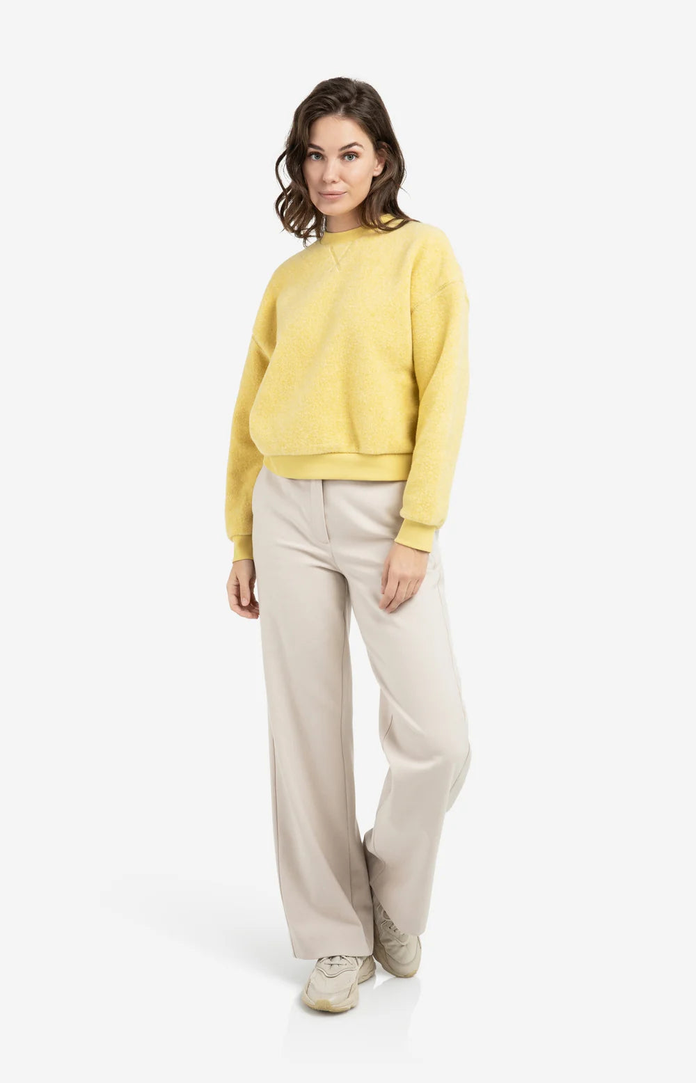 YAYA | Teddy Sweater Met Geribde Boorden En Ronde Hals