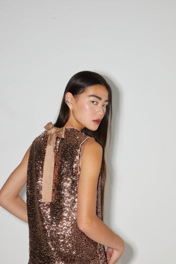 Imprevu | Top Foxy Met Bronzen Pailletten