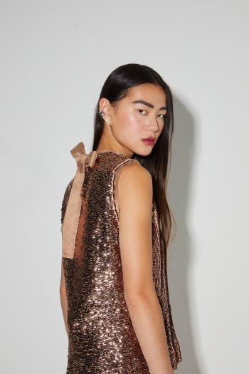 Imprevu | Top Foxy Met Bronzen Pailletten