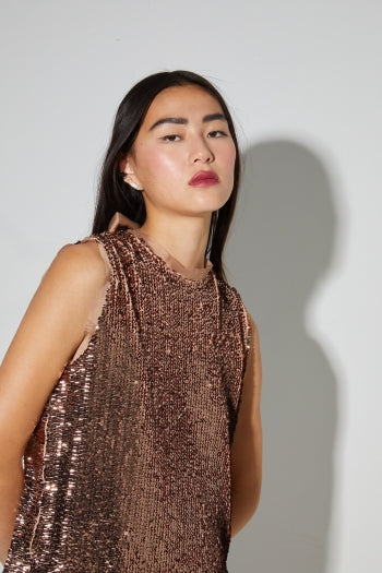 Imprevu | Top Foxy Met Bronzen Pailletten