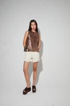 Imprevu | Top Foxy Met Bronzen Pailletten