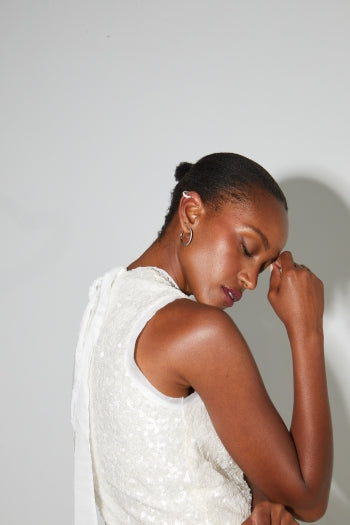 Imprevu | Top Foxy Met Witte Pailletten