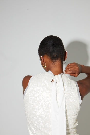 Imprevu | Top Foxy Met Witte Pailletten