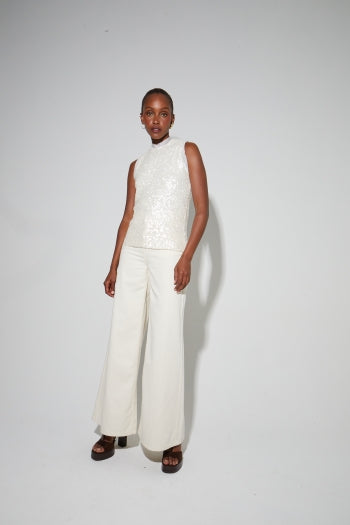 Imprevu | Top Foxy Met Witte Pailletten