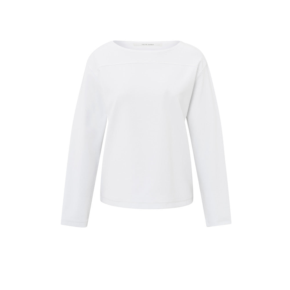 YAYA | Top met lange mouwen en naaddetails - pure white - 01-709261-502