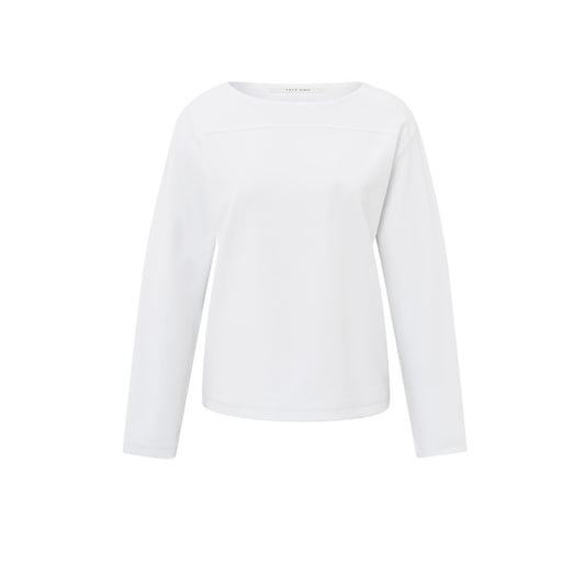 YAYA | Top met lange mouwen en naaddetails - pure white - 01-709261-502