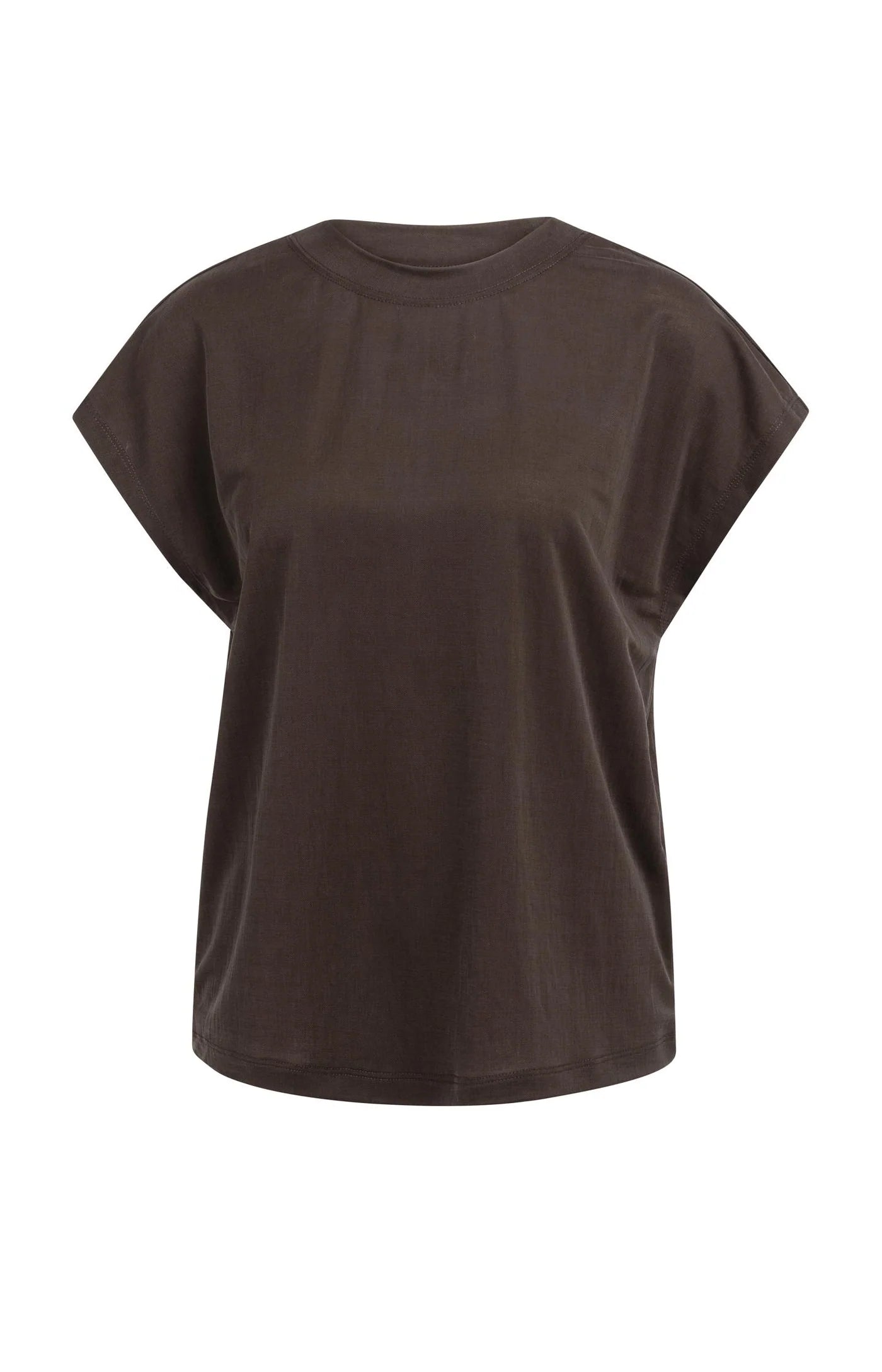 YAYA | Top Crew Neck Cap Sleeves Aubergine Purple