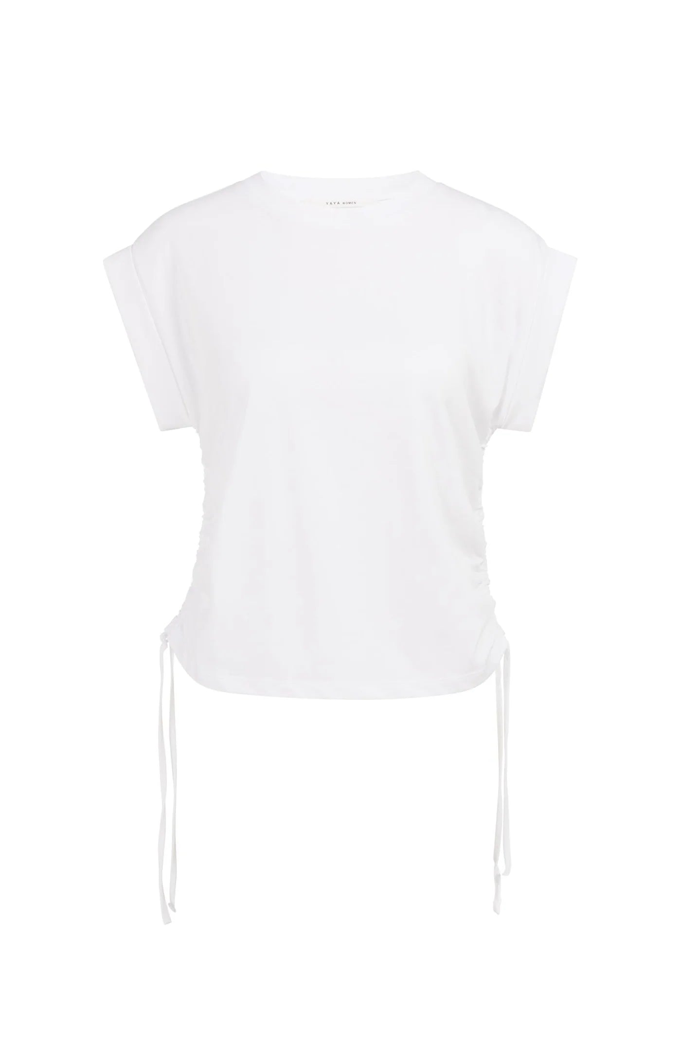 YAYA | Top Met Korte Mouwen En Verstelbare Koorden Pure White