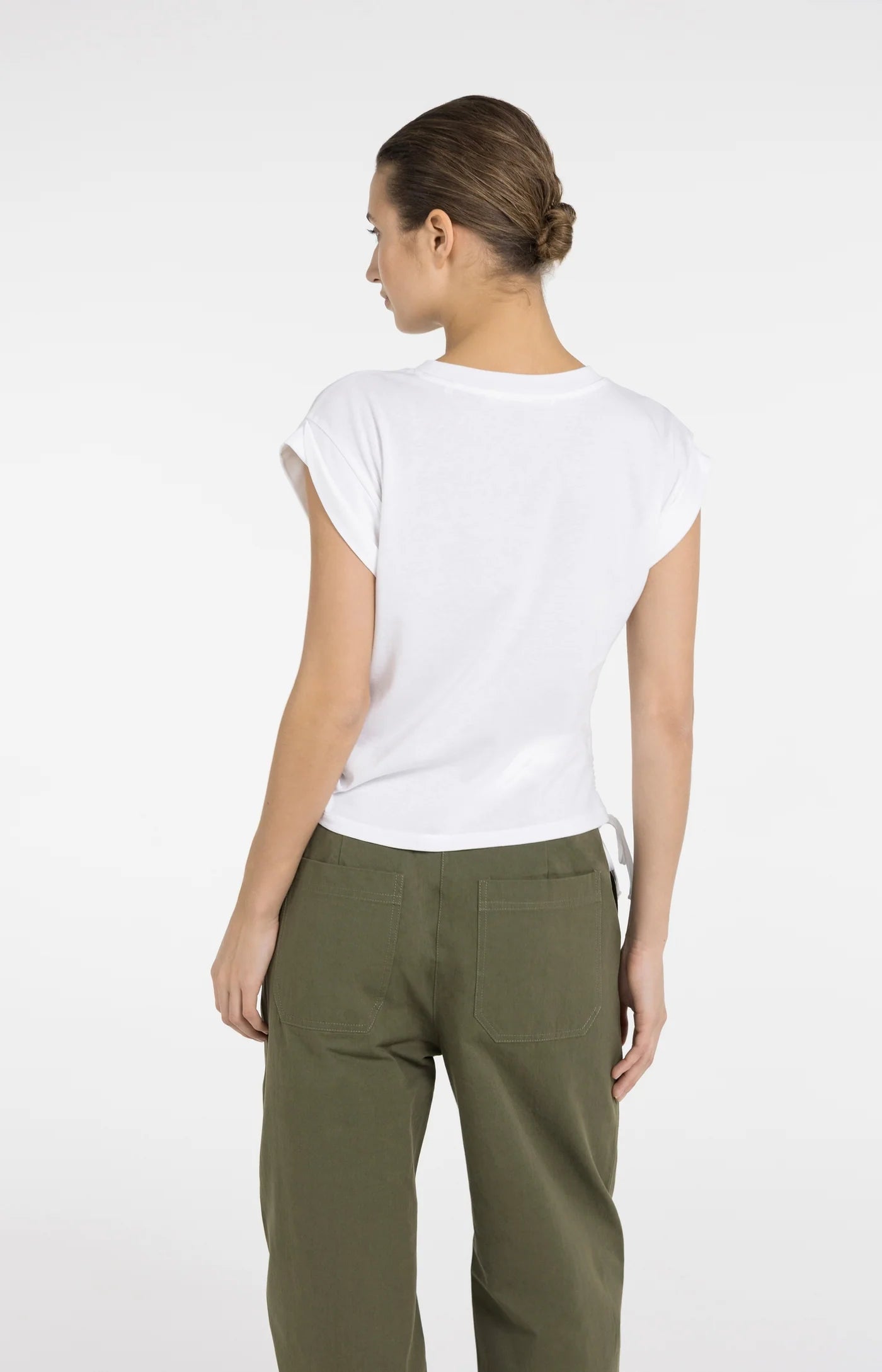 YAYA | Top Met Korte Mouwen En Verstelbare Koorden Pure White