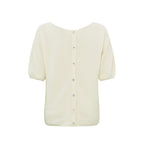 YAYA | Trui met boothals en korte ballonmouwen in normale pasvorm - ivory white - 01-000181-403