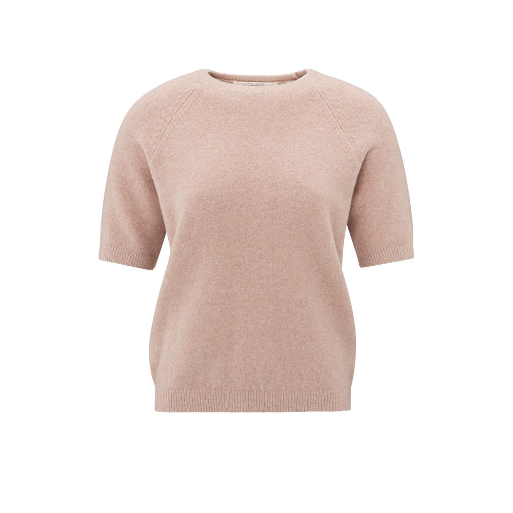 YAYA | Trui met korte raglanmouwen en ronde hals - dusty pink melange - 01-000458-502