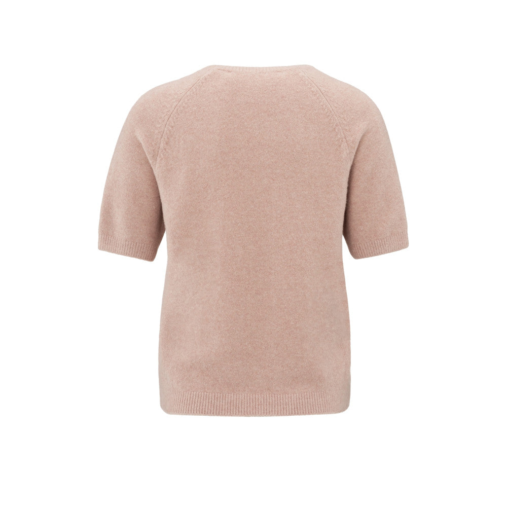 YAYA | Trui met korte raglanmouwen en ronde hals - dusty pink melange - 01-000458-502