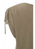 Yaya | trui met ronde hals, korte mouwen en schouderdetails - weathered teak green 01-000213-305
