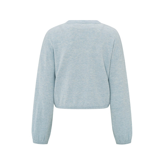 YAYA | Trui met trekkoord in de zoom en losse pasvorm - gray dawn blue melange - 01-000445-502