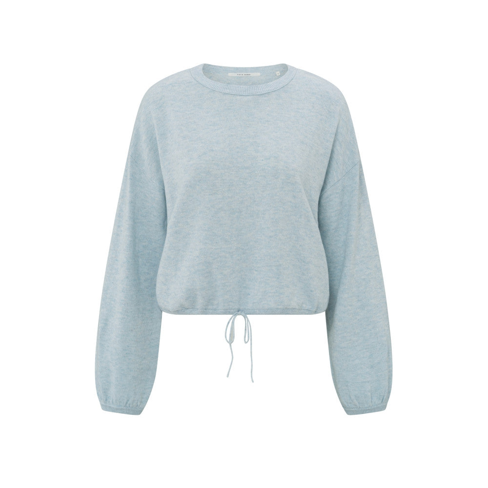 YAYA | Trui met trekkoord in de zoom en losse pasvorm - gray dawn blue melange - 01-000445-502