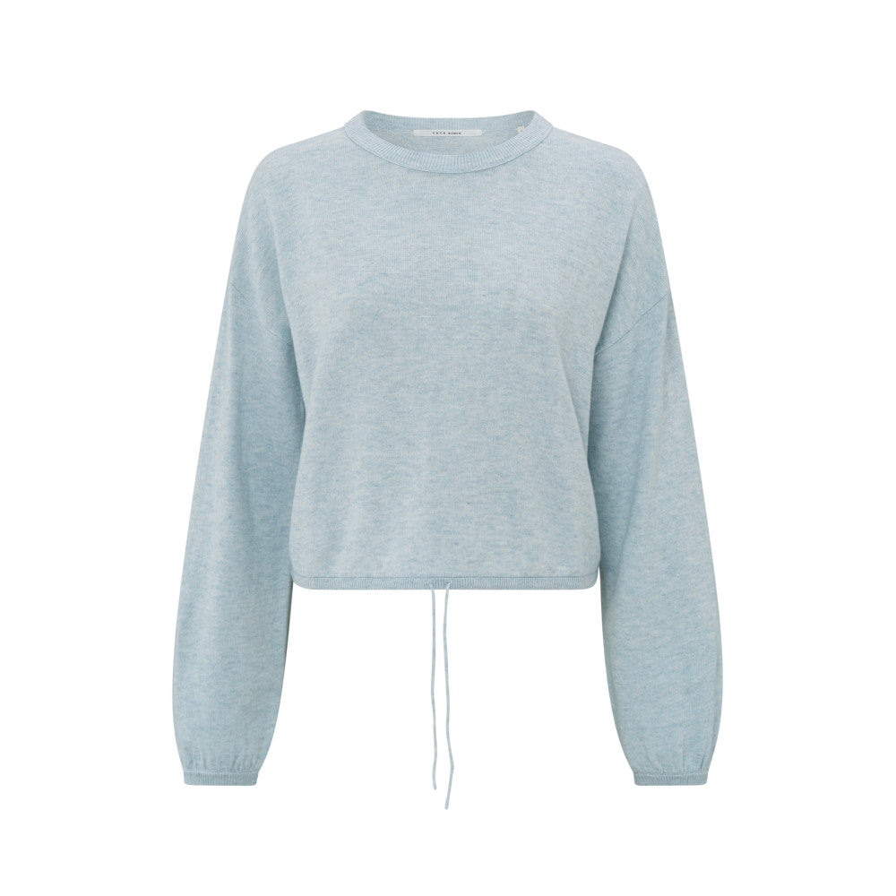 YAYA | Trui met trekkoord in de zoom en losse pasvorm - gray dawn blue melange - 01-000445-502