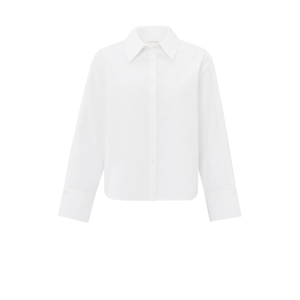 YAYA | Witte blouse met lange mouwen en knoopdetails - Pure White - 01-201134-502