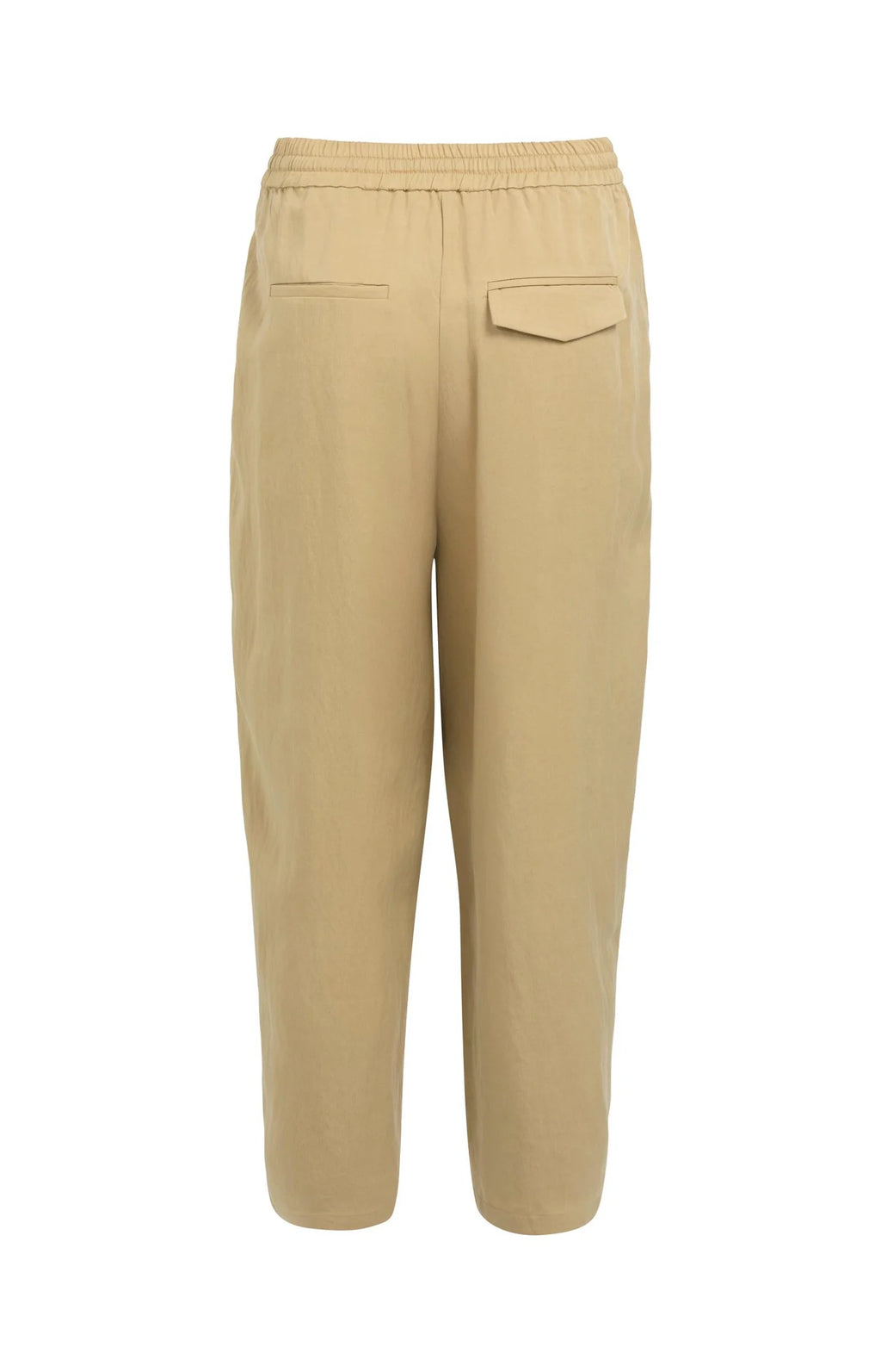YAYA | Woven Barrel Leg Trousers Elastic Waist Safari Brown