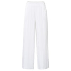 YAYA | Geweven high waist broek met wijde pijpen en naaddetails - crispy white - 01-301206-507