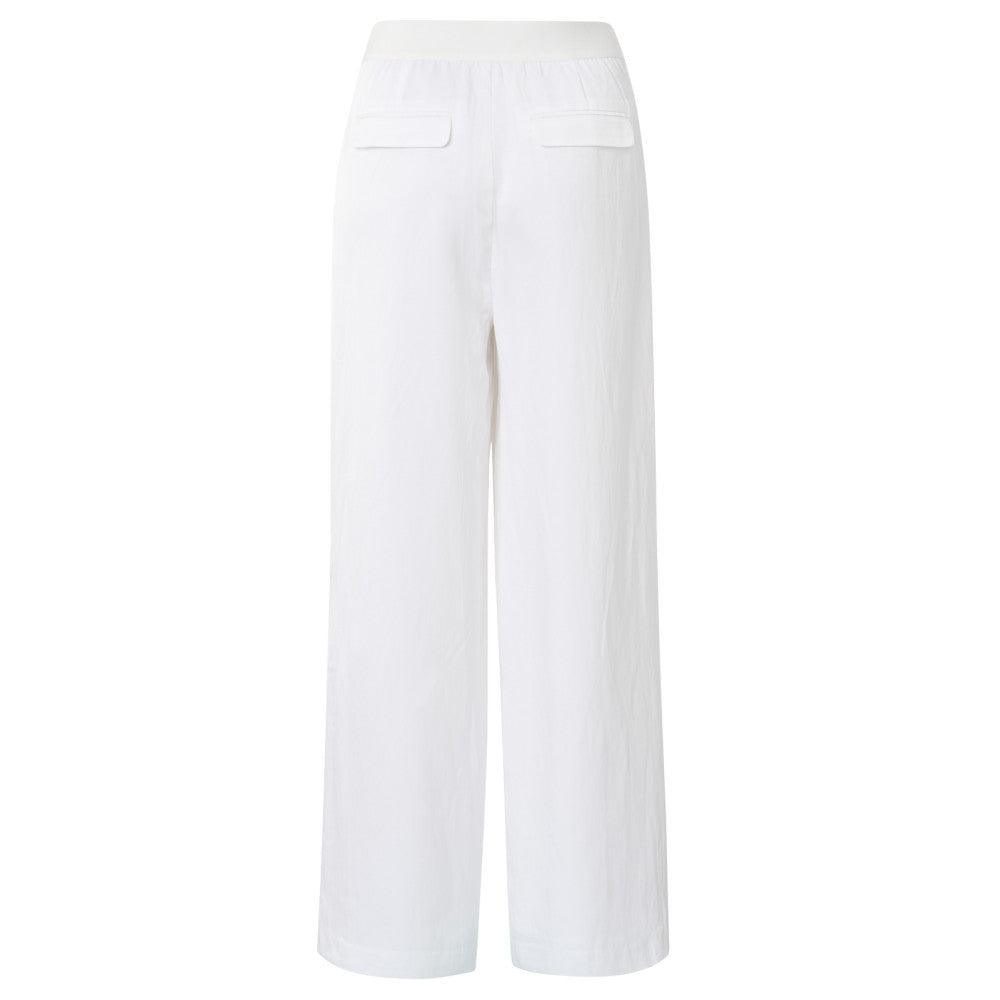 YAYA | Geweven high waist broek met wijde pijpen en naaddetails - crispy white - 01-301206-507