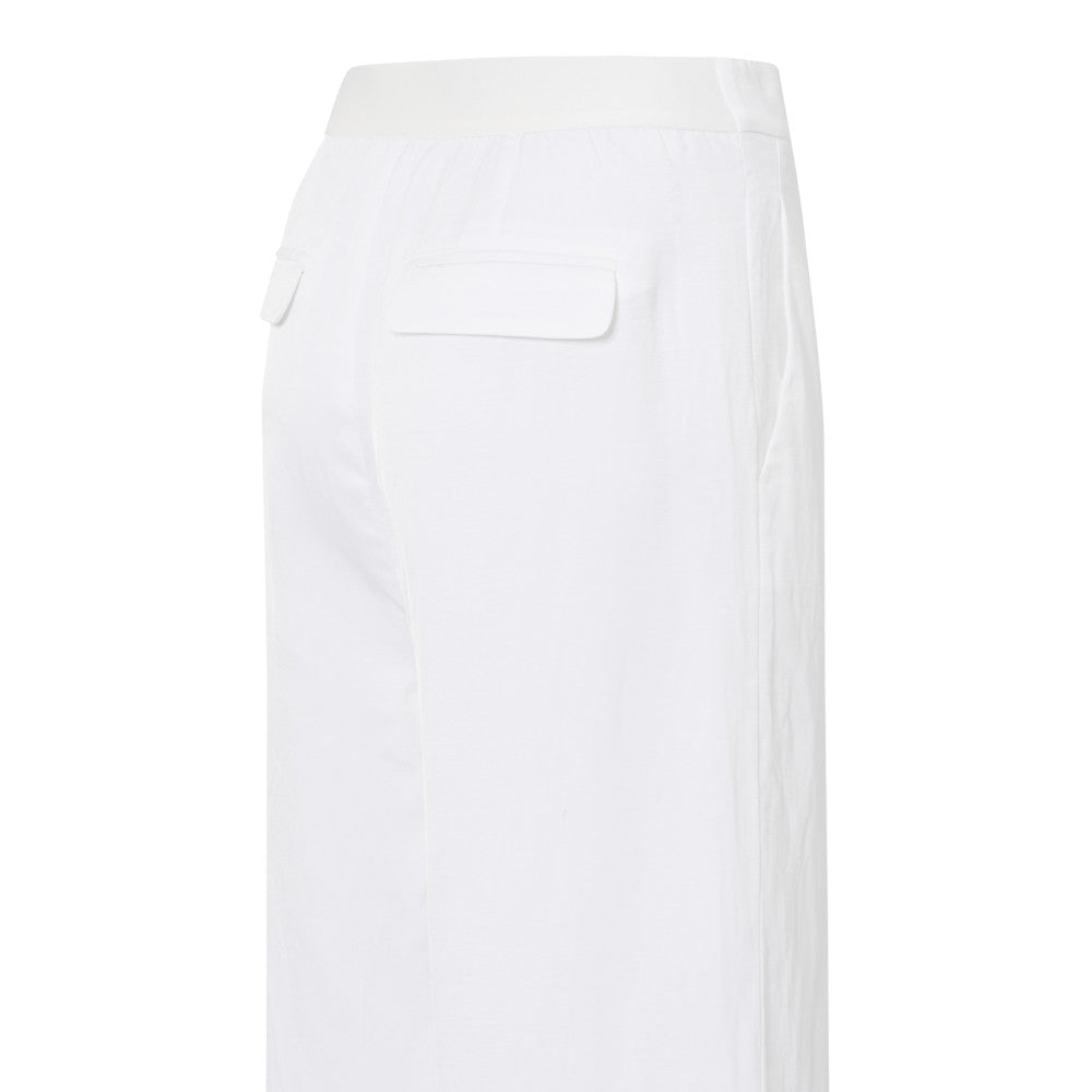 YAYA | Geweven high waist broek met wijde pijpen en naaddetails - crispy white - 01-301206-507