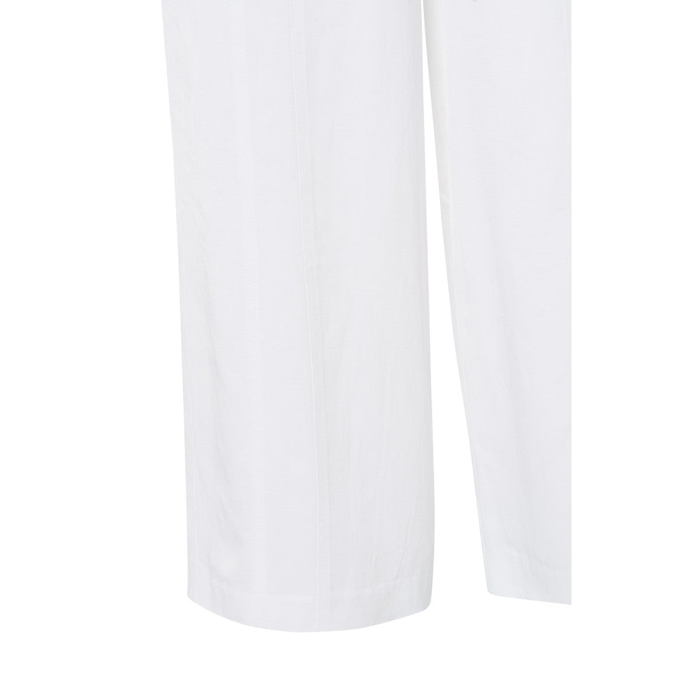 YAYA | Geweven high waist broek met wijde pijpen en naaddetails - crispy white - 01-301206-507