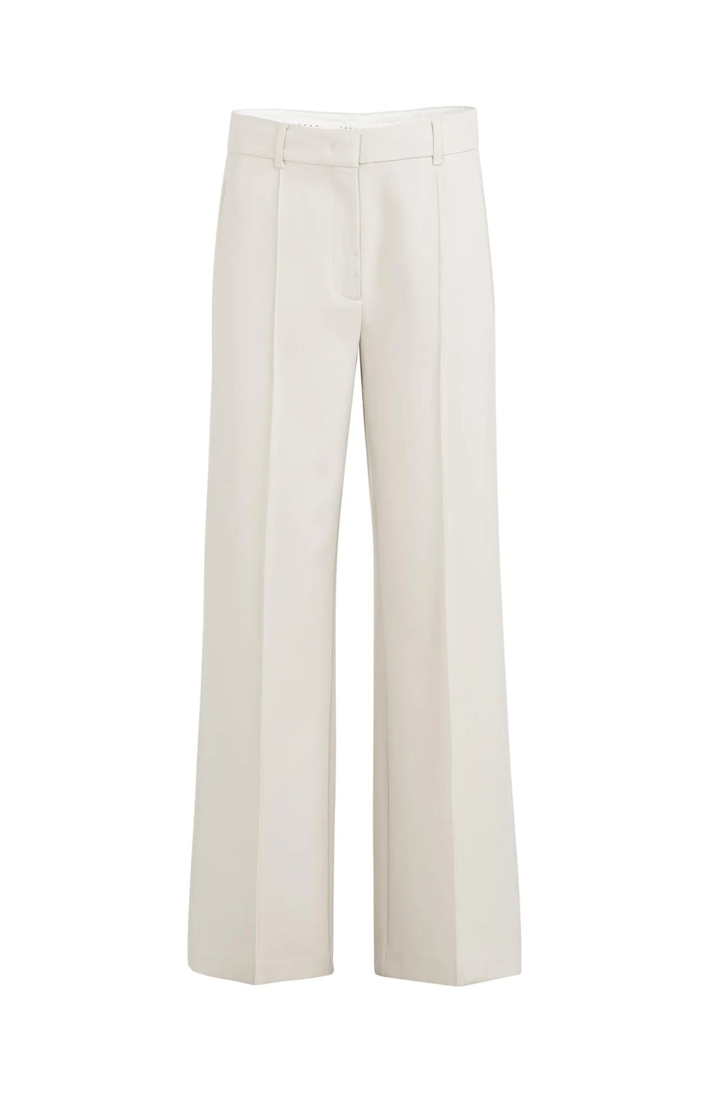 YAYA | Geweven Broek Met Wijde Pijpen En Stiksels Beige