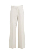 YAYA | Geweven Broek Met Wijde Pijpen En Stiksels Beige