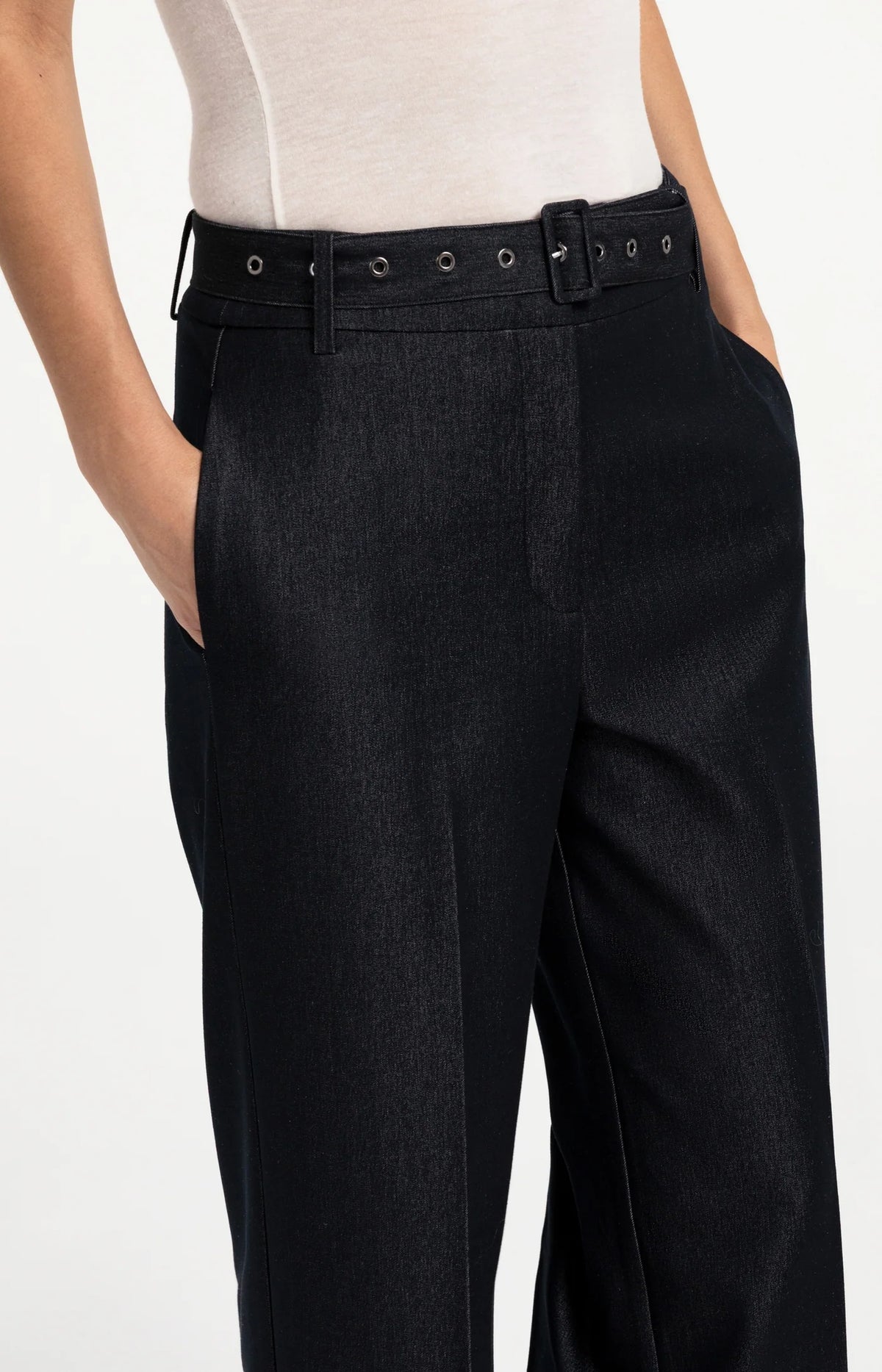 YAYA | Woven Trousers Belt Cat Black