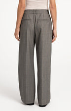 YAYA | Woven Wide Leg Check Trousers Hole Black Dessin