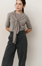 YAYA | Wide Leg Broek Anthracite Melange