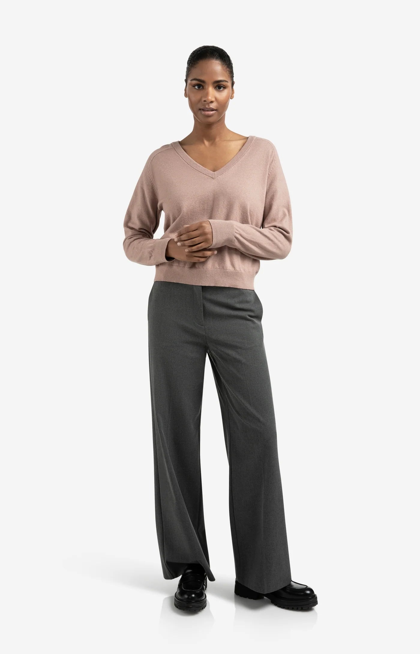 YAYA | Wide Leg Broek Anthracite Melange