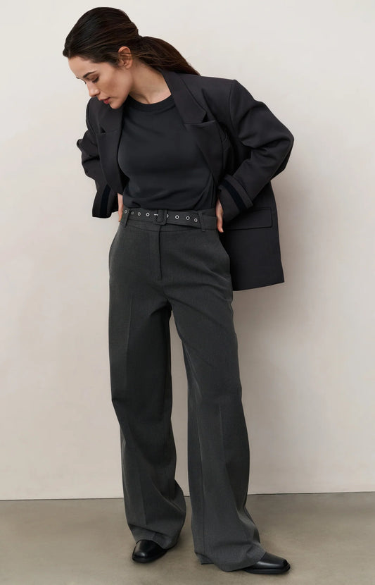 YAYA | Wide Leg Broek Anthracite Melange