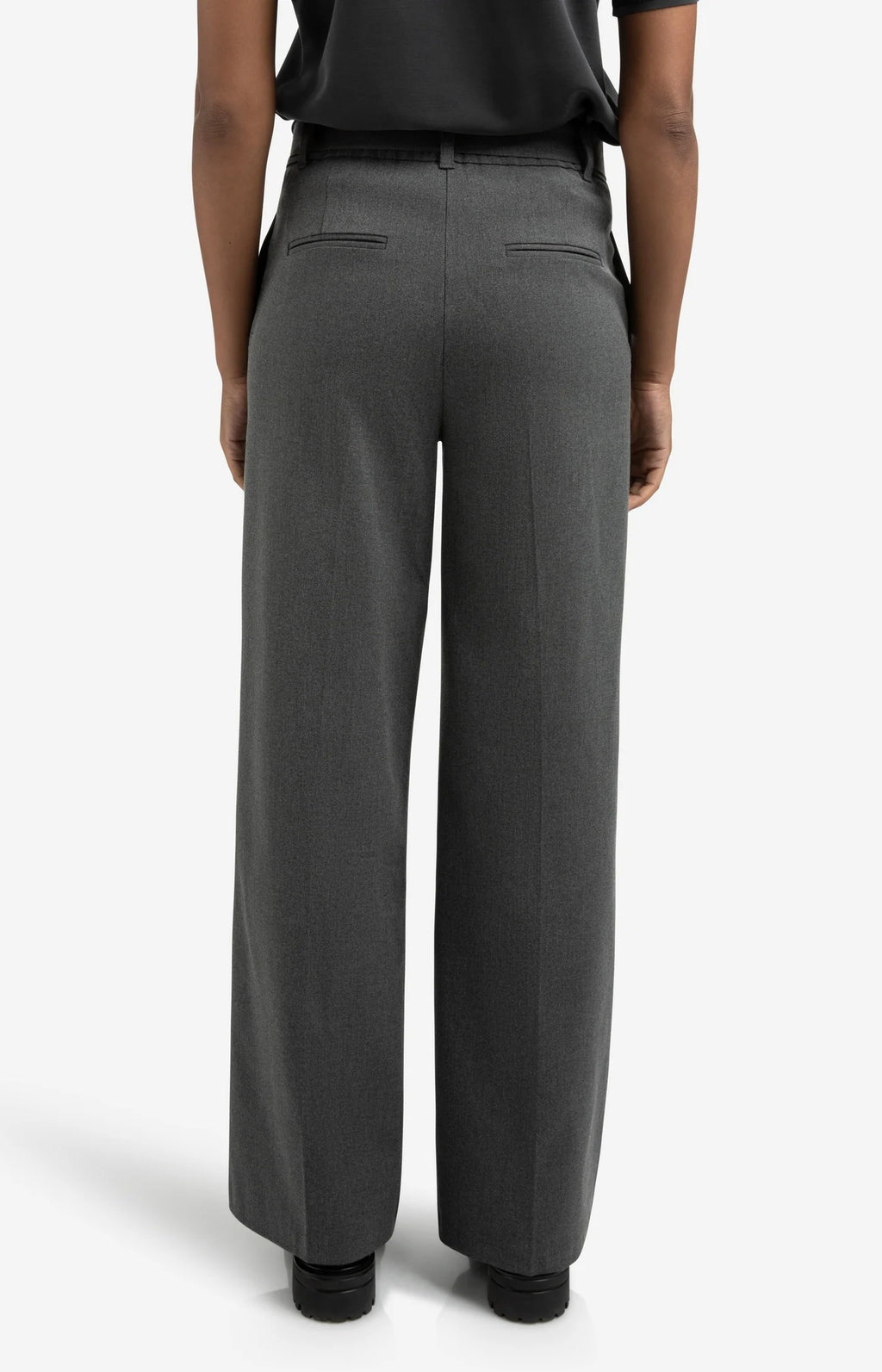 YAYA | Wide Leg Broek Anthracite Melange