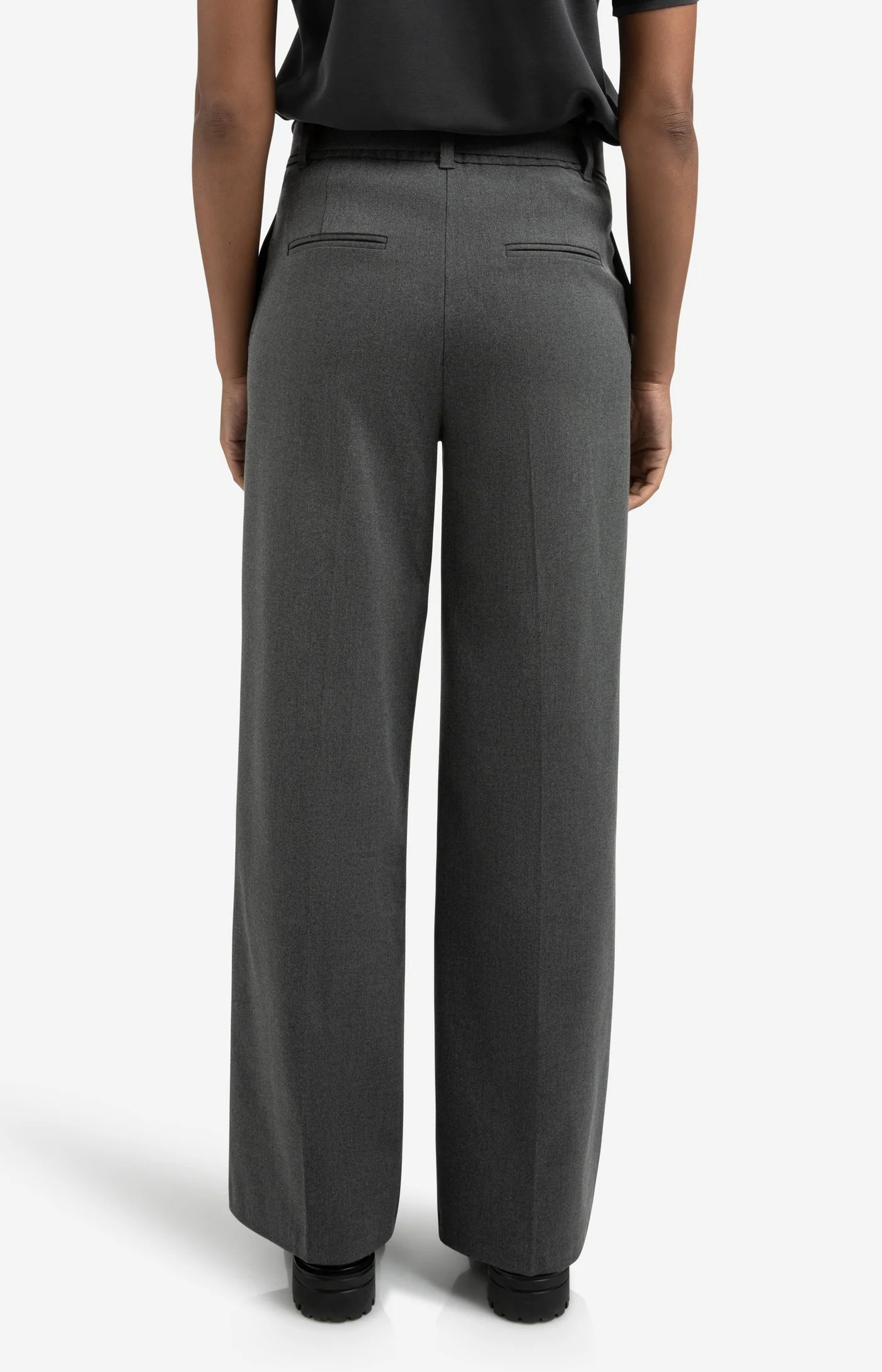 YAYA | Wide Leg Broek Anthracite Melange