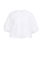 YAYA | Geweven T-Shirt Met Ballonmouwen En Rits Pure White