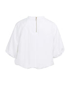 YAYA | Geweven T-Shirt Met Ballonmouwen En Rits Pure White