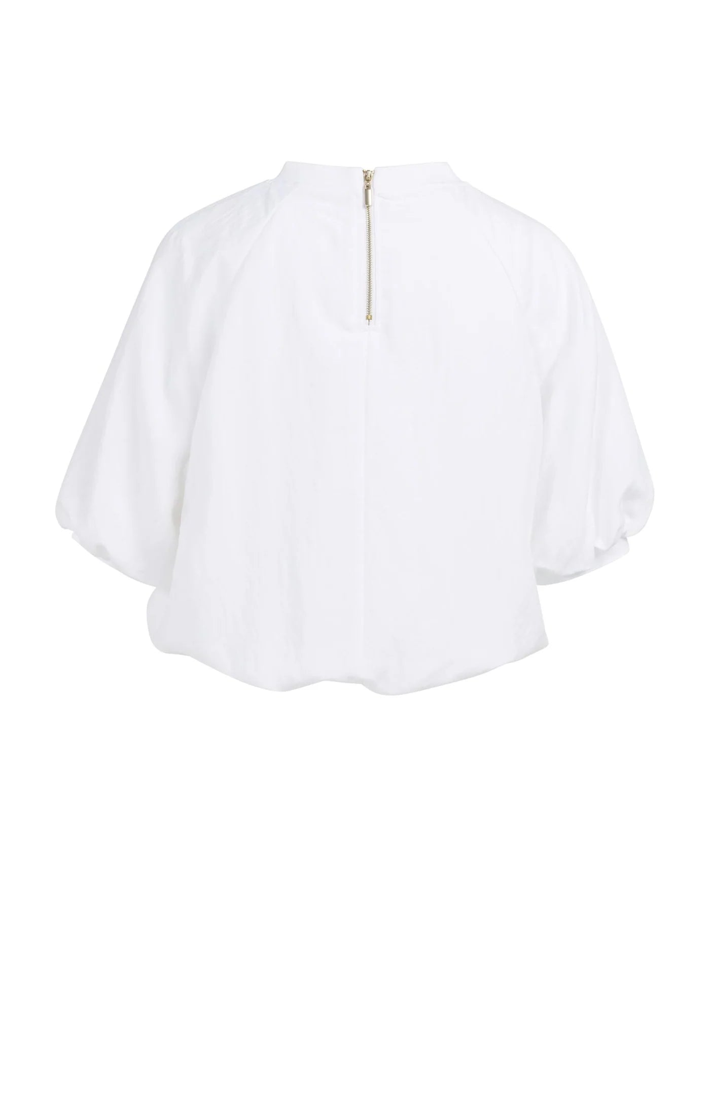 YAYA | Geweven T-Shirt Met Ballonmouwen En Rits Pure White