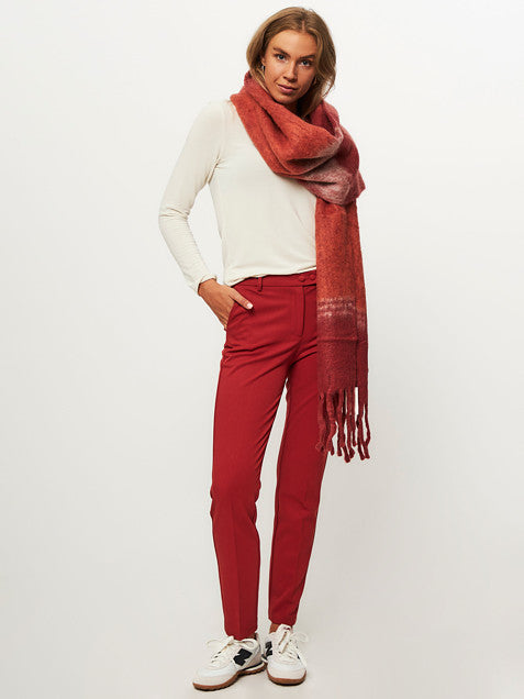 YAYA | scarfwith color accent and tassels RED