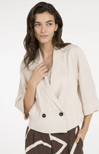 Yaya | Blazer met Kimonomouwen en Knopen Cloud Creme White