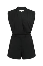 Yaya | Mouwloze Playsuit met Overslag-Effect Black