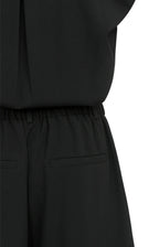 Yaya | Mouwloze Playsuit met Overslag-Effect Black