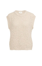 Yaya | Mouwloze Trui met Opengebreide Structuur Cloud Creme White
