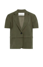 YAYA | Gewezen Blazer Met Korte Mouwen En Afritsbare Zoom Army Green
