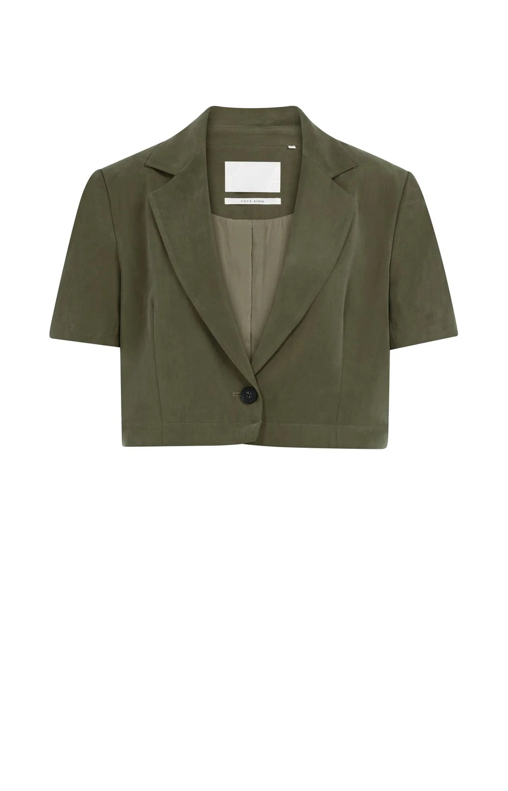 YAYA | Gewezen Blazer Met Korte Mouwen En Afritsbare Zoom Army Green