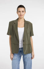 YAYA | Gewezen Blazer Met Korte Mouwen En Afritsbare Zoom Army Green