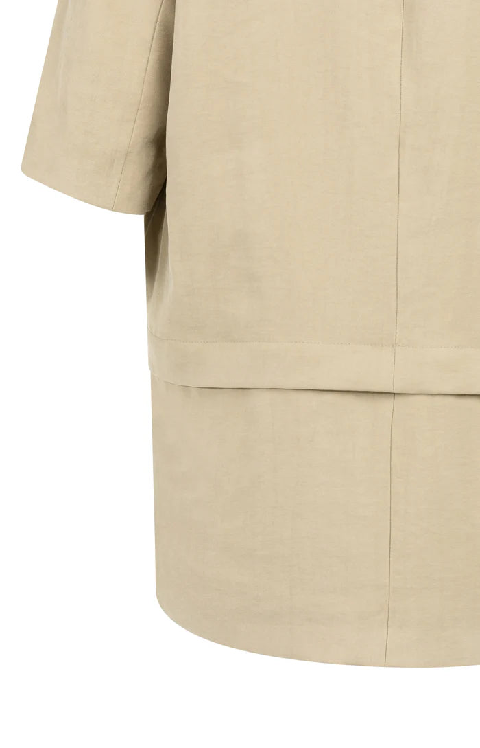 YAYA | Geweven Bazer Met Korte Mouwen Afritsbare Zoom Crockery Brown